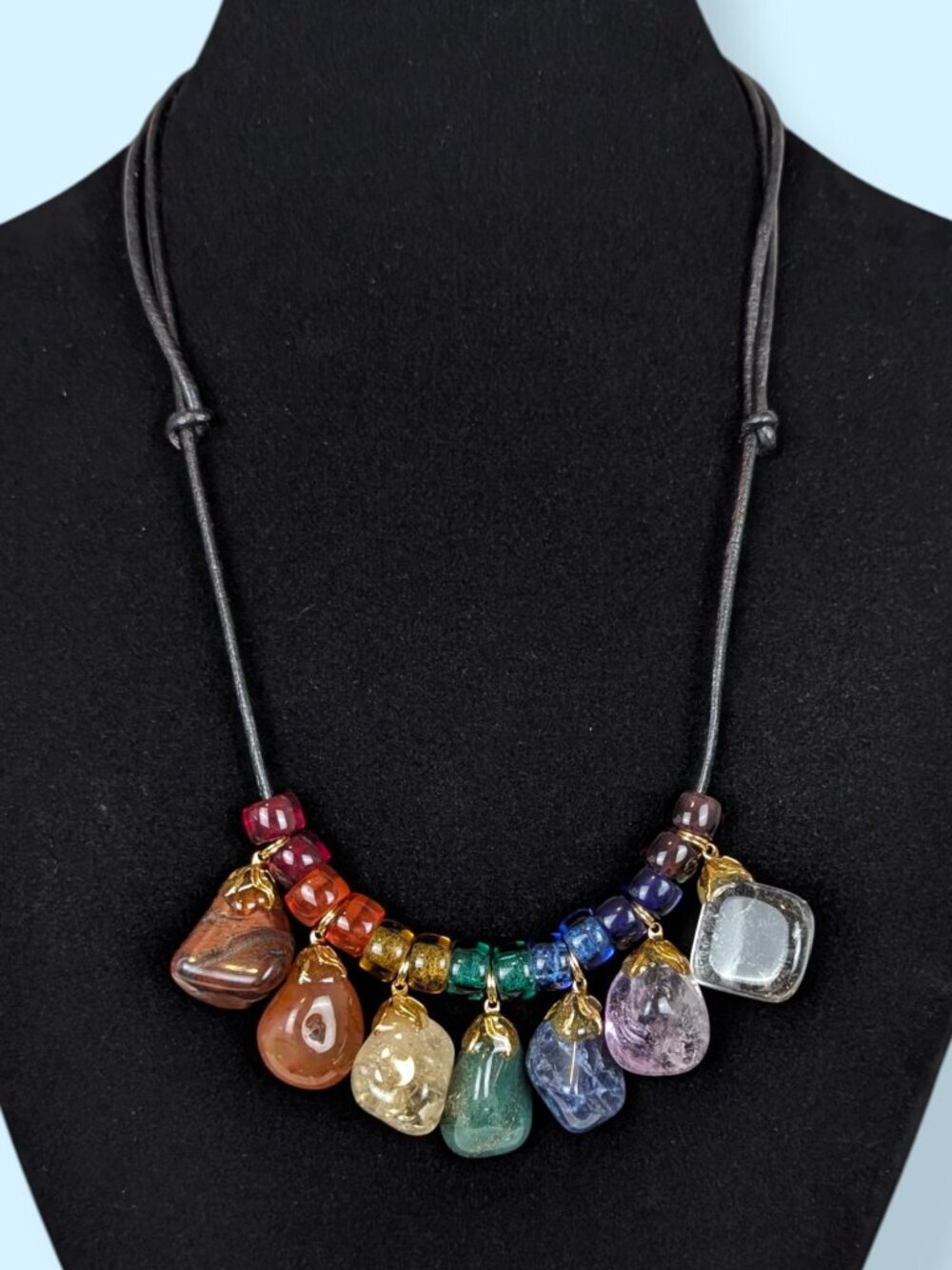 Bohemian 7 Chakras Chunky Natural Stone Necklace